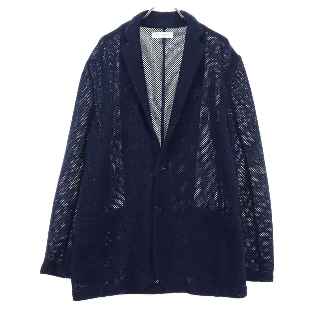美品 BEAUTY&YOUTH ビューティーアンドユース 長袖 ラッセル テーラードジャケット L ネイビー UNITED ARROWS メンズ拍卖