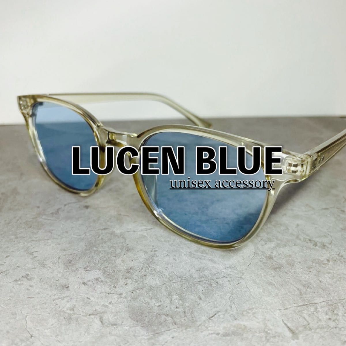 本日限り サングラス ウェリントン ブルーレンズ クリアフレーム スタイル サーフ メガネ ボストン クラウンパント ブルー拍卖