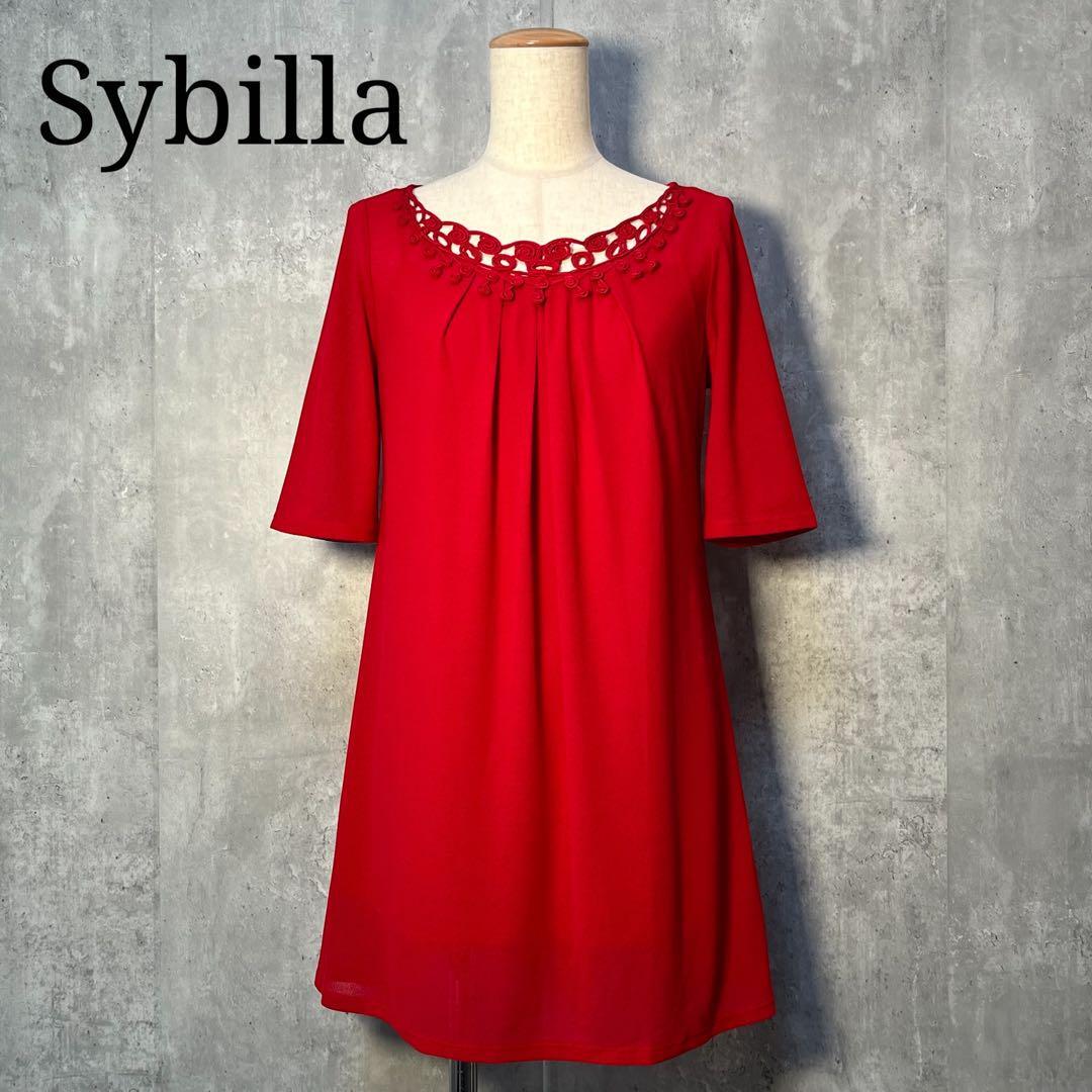 人気デザイン☆ Sybilla シビラ コード刺繍 タックチュニックワンピース キャミソール付き 日本製拍卖