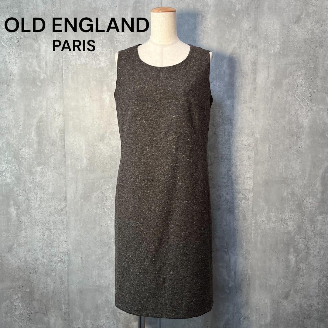 オールドイングランド 肩レザー切替 ウールシルクワンピース 裏地付き 日本製拍卖