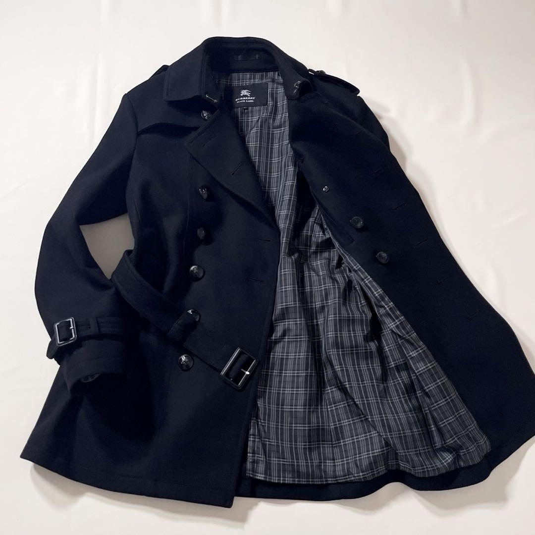 【極美品】バーバリーブラックレーベル ナポレオン トレンチ コート カシミヤ混 L ナイト ホース ボタン 裏地ノバチェック メルトン拍卖