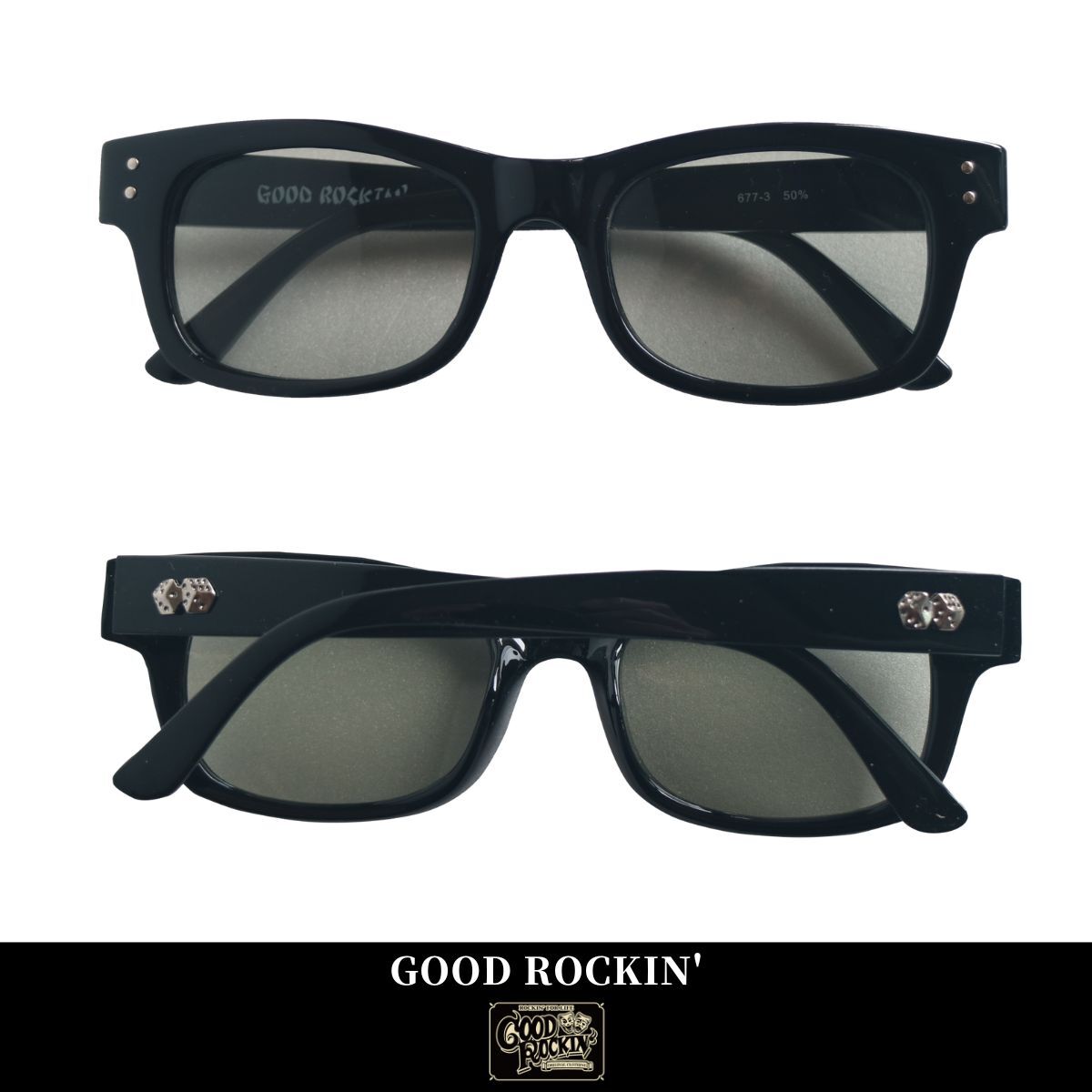 No.677 オリジナルチャーム サングラス ダイス ライトスモークレンズ GOOD ROCKIN' ロカビリーファッション拍卖