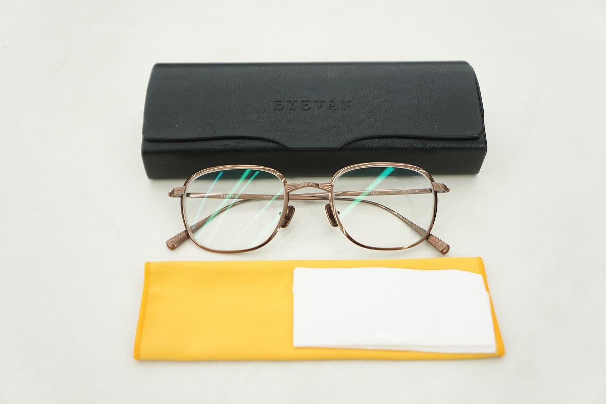 美品2024年購入 EYEVAN アイヴァン Allan アラン メガネ 眼鏡 チタン フレーム サングラス 49□ 22-145 BRZ 茶819P▲拍卖