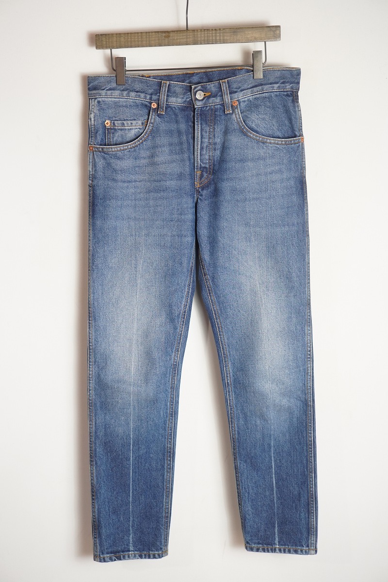 美品 正規 20SS GUCCI グッチ ミディアム ウォッシュ ジーンズ デニム テーパード パンツ 408637 XDA4M インディゴ 30本物721P▲拍卖