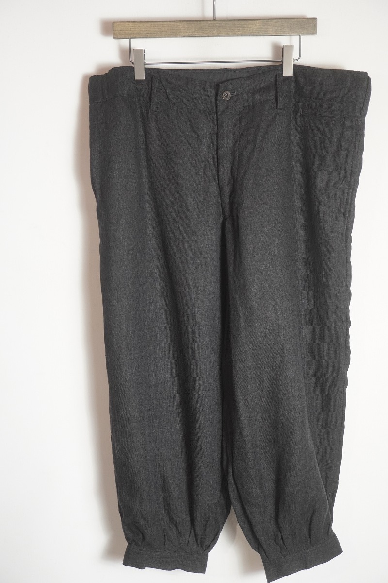 美品 希少 05SS yohji yamamoto POUR HOMME ヨウジヤマモト プールオム リネン ワイド バルーン パンツ ハーフ HY-P15-300 黒2 本物725P▲拍卖