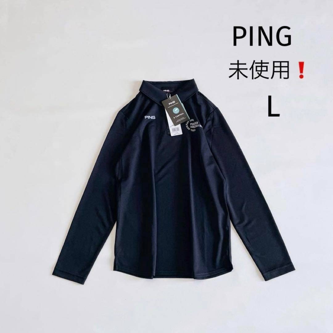 新品タグ付き PiNG ピン ゴルフ レディース 長袖ポロシャツL ブラック拍卖