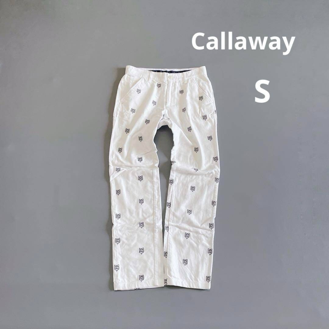 キャロウェイ ゴルフ ロングパンツ S 総柄 ホワイト Callaway拍卖