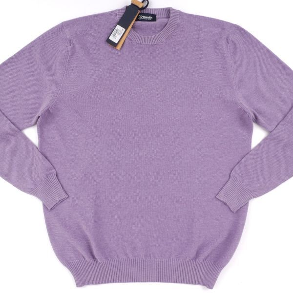【新品未使用】DRUMOHR ドルモア◆Made In Italy◆50 (48相当)◆コットン ニット クルーネック セーター◆ライトパープル カットソー拍卖