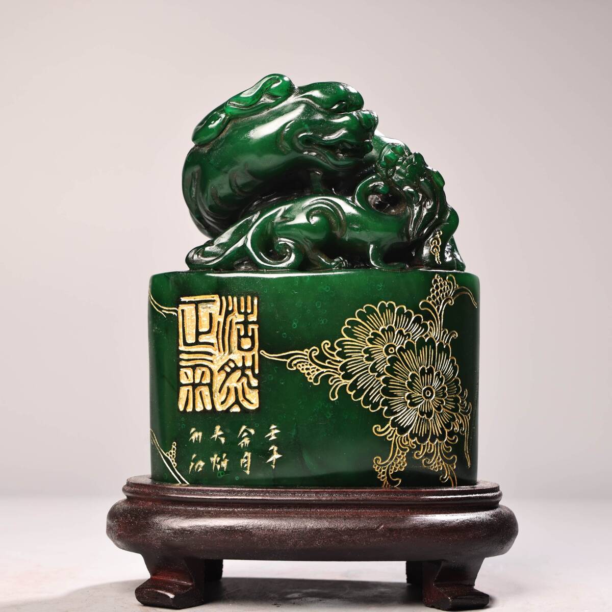 旧蔵 清 寿山石 緑田黄料 印鑑 高浮彫 置物 天然石 手彫 篆刻 古印材 極細工 中国古玩 骨董品 古美味 208拍卖