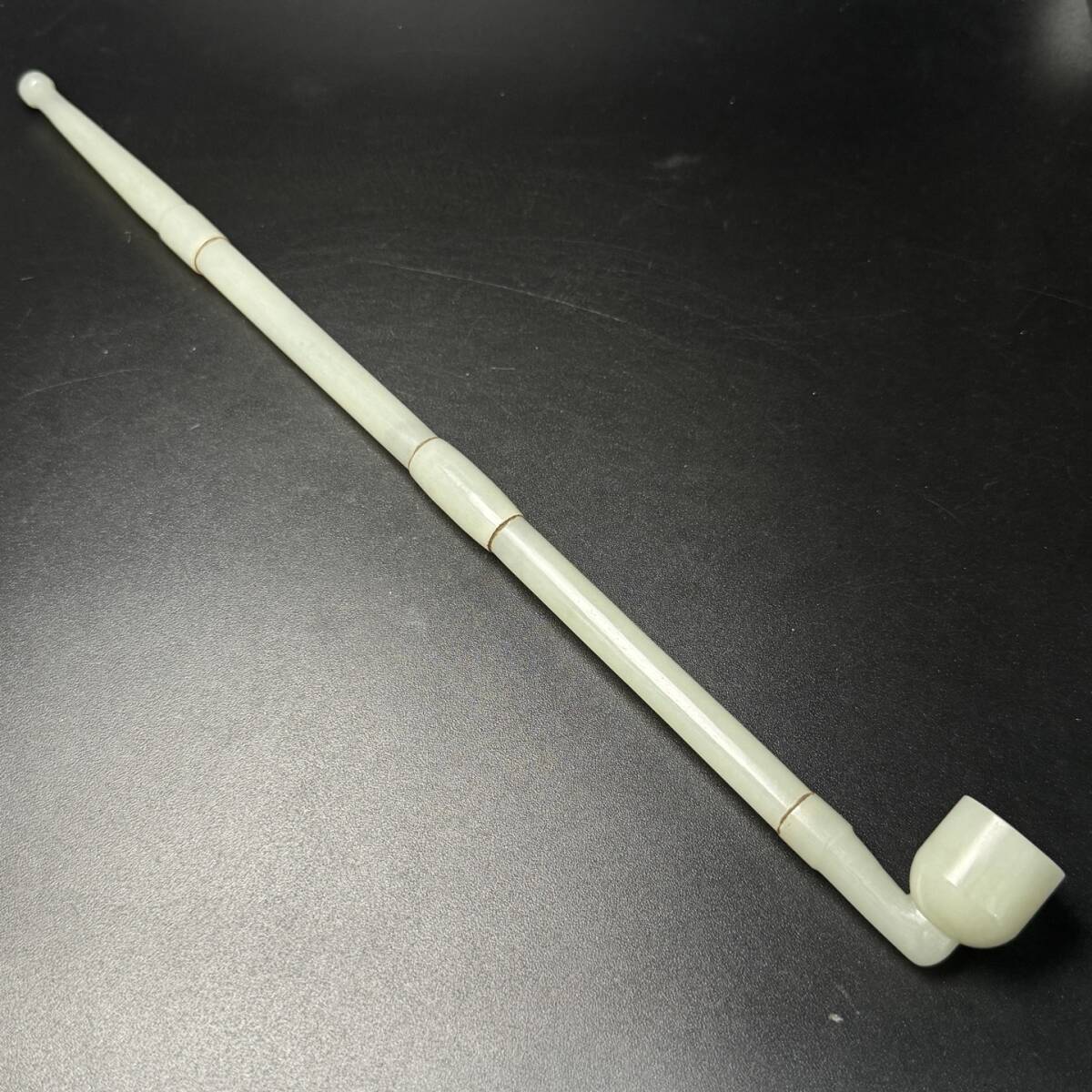 旧蔵 明清時期 玉彫 和田玉 烟袋 玉質細膩油潤 極細工 中国古玩 骨董品 古美味 208拍卖