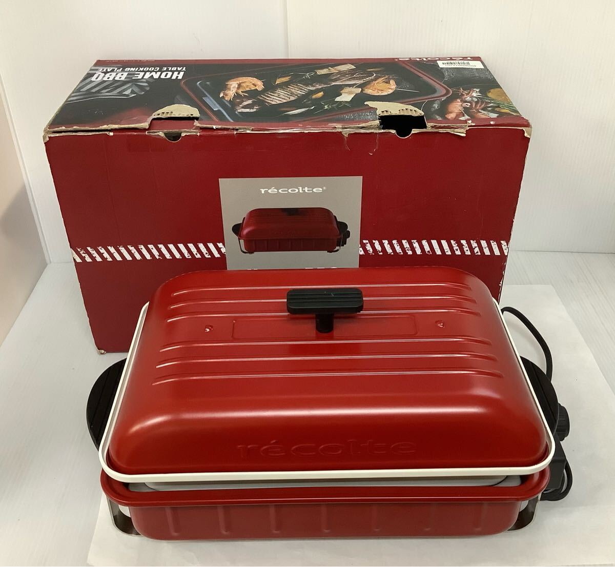 r'ecolte レコルト コンパクトホットプレート RBQ-1 HOME BBQ ホームバーベキュー グリル 焼肉 キッチン家電 RED 赤 通電OK 現状品拍卖