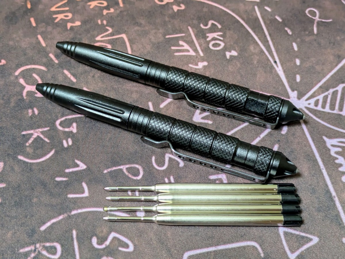 タクティカルペン 護身用ボールペン ブラック2本 替黒インク 4本付き拍卖