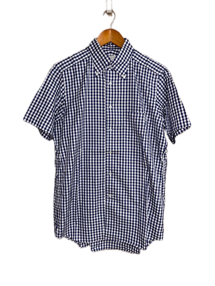美品 TOMORROWLAND PILGRIM チェック柄 半袖 ボタンダウンシャツ M ブルー トゥモローランド拍卖