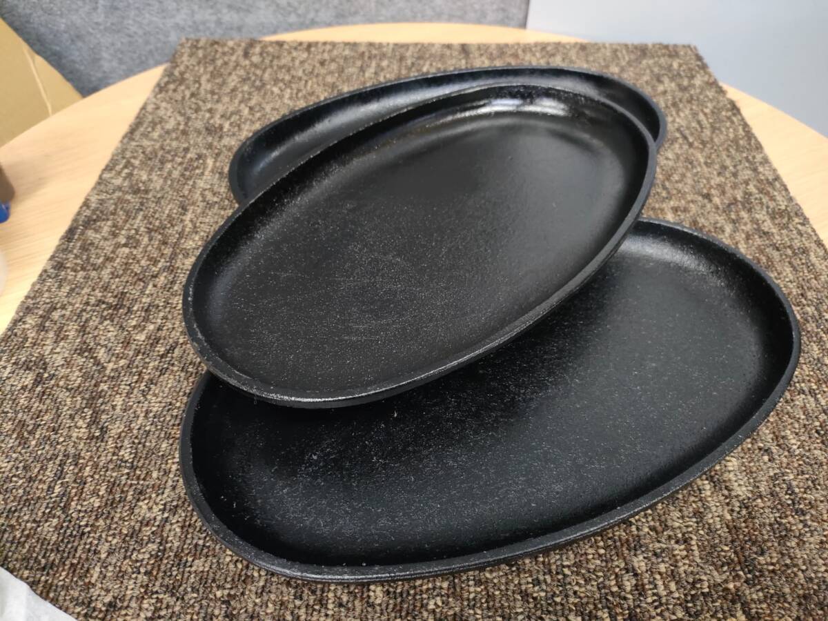 トキワ ステーキ皿 下敷き付き 鉄製 幅30cm 奥行17.5cm 特大 3枚セット ※複数在庫あり拍卖