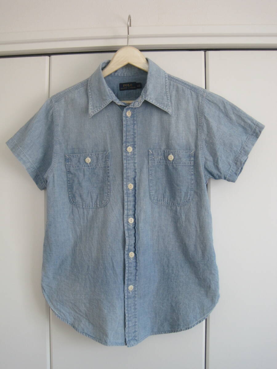 POLO RALPH LAUREN ラルフローレン 3本ステッチ ダンガリー半袖シャツ レディース6 165/92A 拍卖