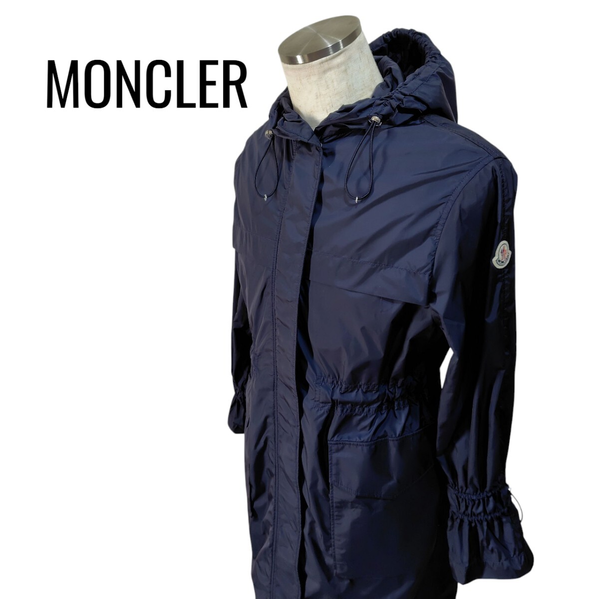 MONCLER モンクレール Ceruleum ナイロンコート スプリングコート フード ライトアウター ネイビー レディース サイズ0 撥水 【美品】拍卖