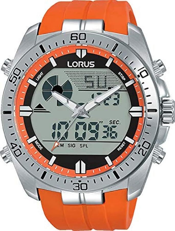 SEIKO LORUS アナデジハイブリット 100m防水 ★精悍で美しいオレンジラバーベルト ★日本未発売 欧州限定モデル 新品未使用 入手困難拍卖