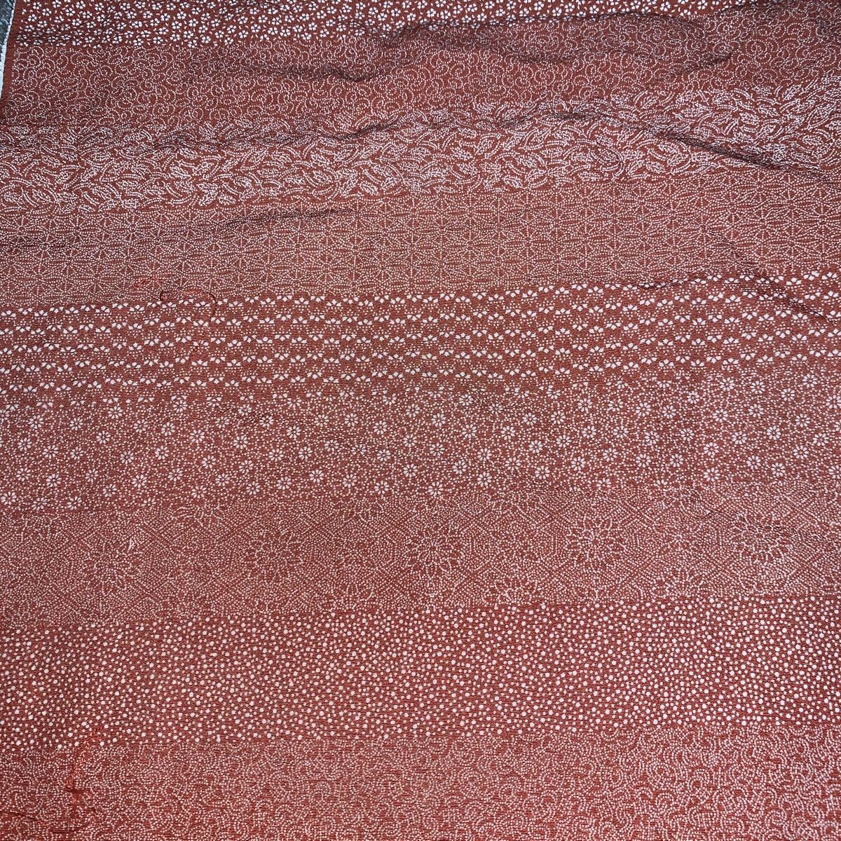 正絹ちりめん 約35×168 赤系 小花 寄せ小紋 古典文様 長め拍卖