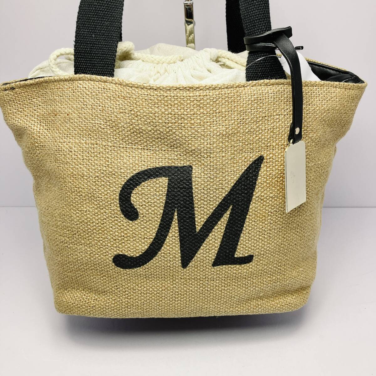 960○ &chouette アンドシュエット ハンドバッグ トートバッグ 篭バッグ 麦わらバッグ イニシャル M ブラウン ブラック レディース拍卖