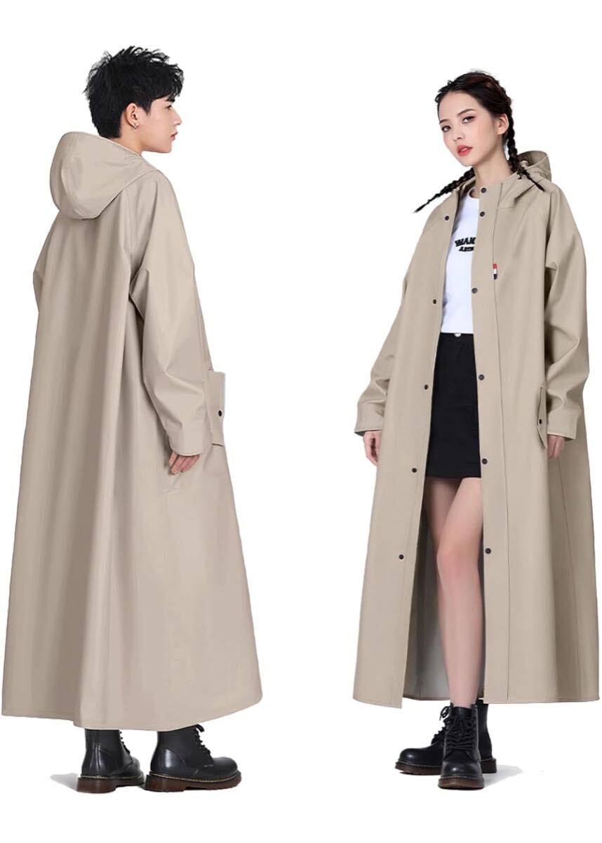 レインコート、自転車用 バックパック対応、ポンチョ、ポケット付き、仕事や学校用、モーターサイクル用、収納袋付属 サイズ: L拍卖