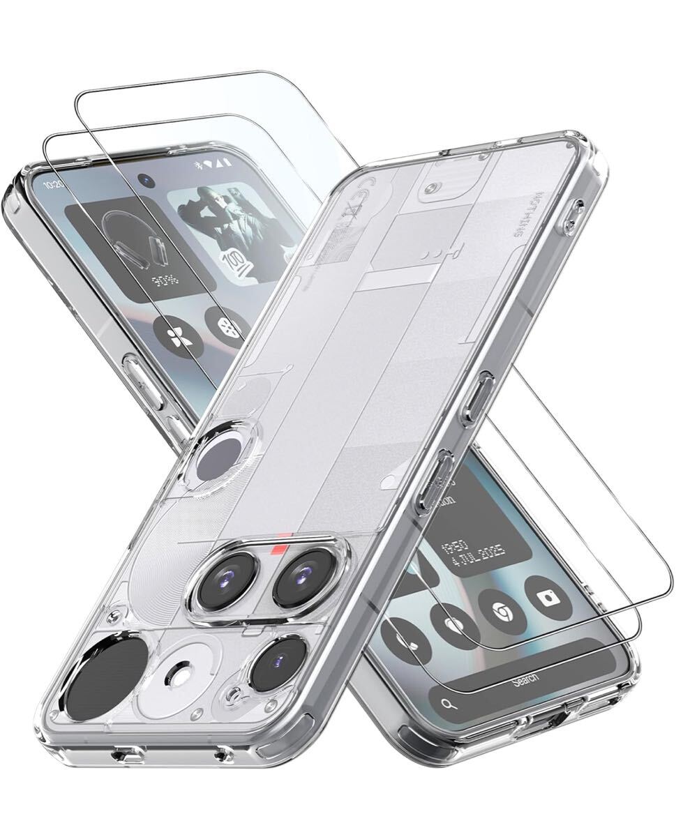 Nothing Phone 3 ケース 2枚ガラスフィルム付き Mosasa Nothing Phone 3 クリア ソフトカバー 透明TPU レンズ保護 薄型 全面保護カバー拍卖
