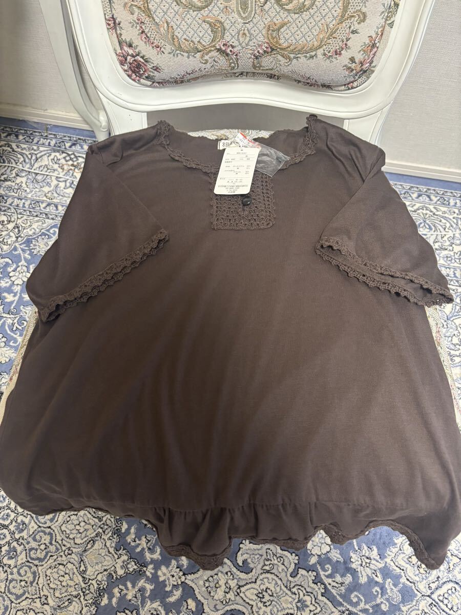 新品未使用タグ付き LLサイズ トップス カットソー 大きい 半袖 ブラウン 綿入り 即決あり拍卖