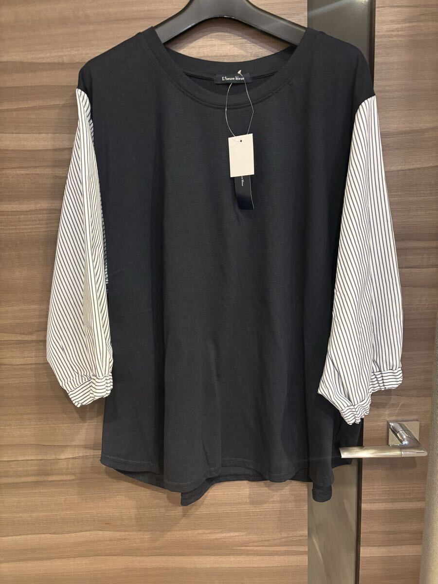 新品未使用 4Lサイズ 大きい 半袖ニット チュニック おしゃれ 着痩せ着まわし 体型カバー ゆったりシルエット 即決あり拍卖