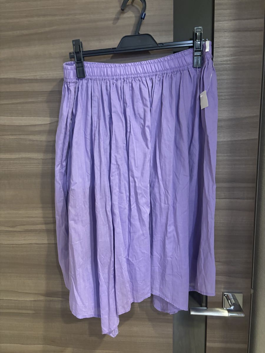 新品未使用 パープル 3Lサイズ スカート 大きい きれい色 ウエスト総ゴムらくらく 着痩せ効果 即決あり拍卖