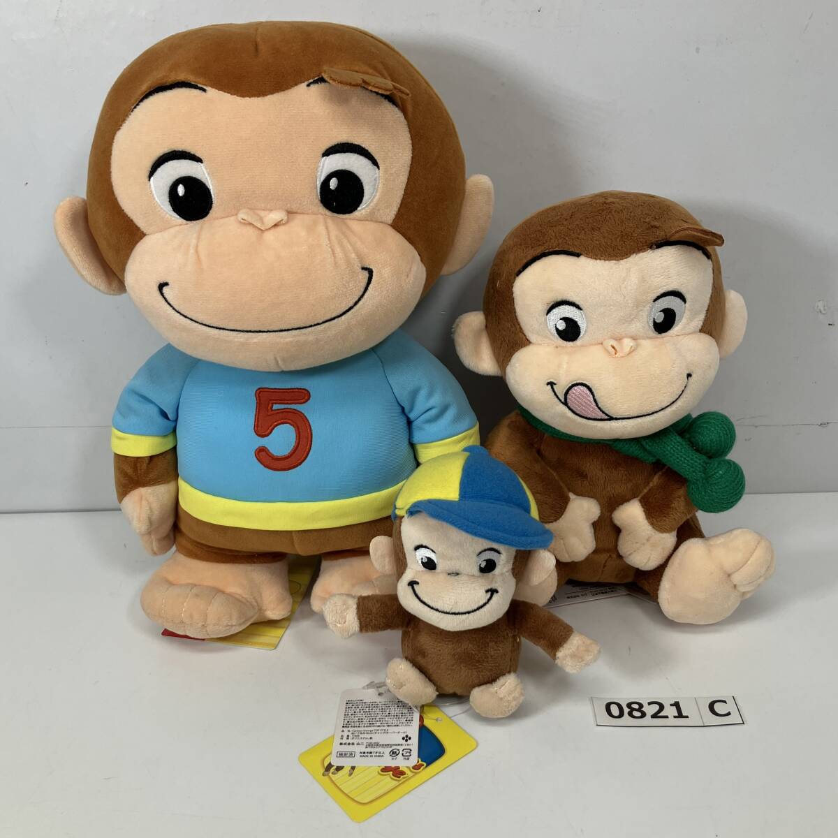 (志)【新品タグ付】おさるのジョージ ぬいぐるみ 3点セット ぽってりL TシャツVer/ぽってりM ぬくぬくスタイル/Curios George (I)0821C拍卖