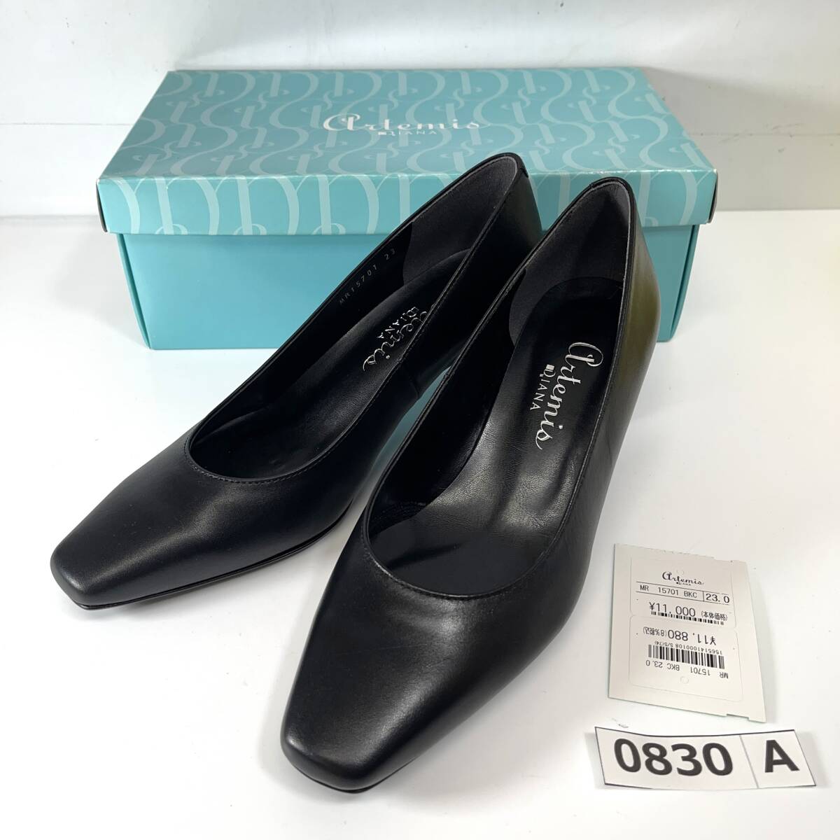 (志)【新品】Artemis/アルテミス by DIANA/ダイアナ パンプス MR15701 23.0cm ブラック レザー 冠婚葬祭 セレモニー 就活 (o)0830A拍卖