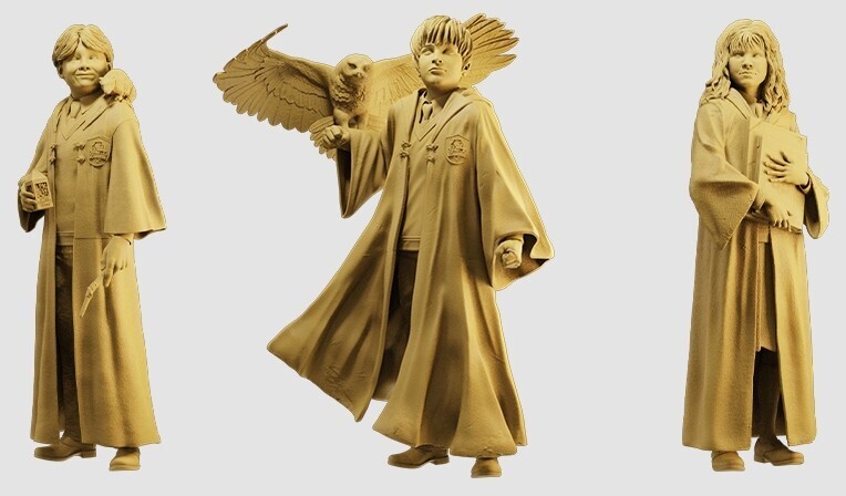 1/64スケール 「ハリー・ポッター」の登場人物3名 ジオラマフィギュア ホワイトモデル 拍卖