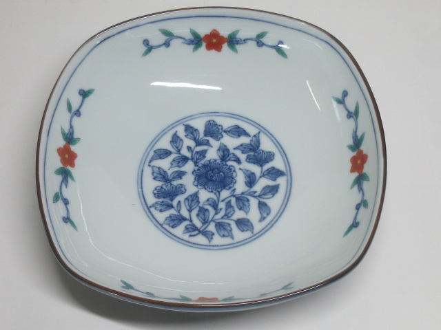 ★たち吉・色絵花草文中鉢★橘吉★焼き物・完品★骨董・レア・ビンテージ・レトロ・コレクション・美品★拍卖