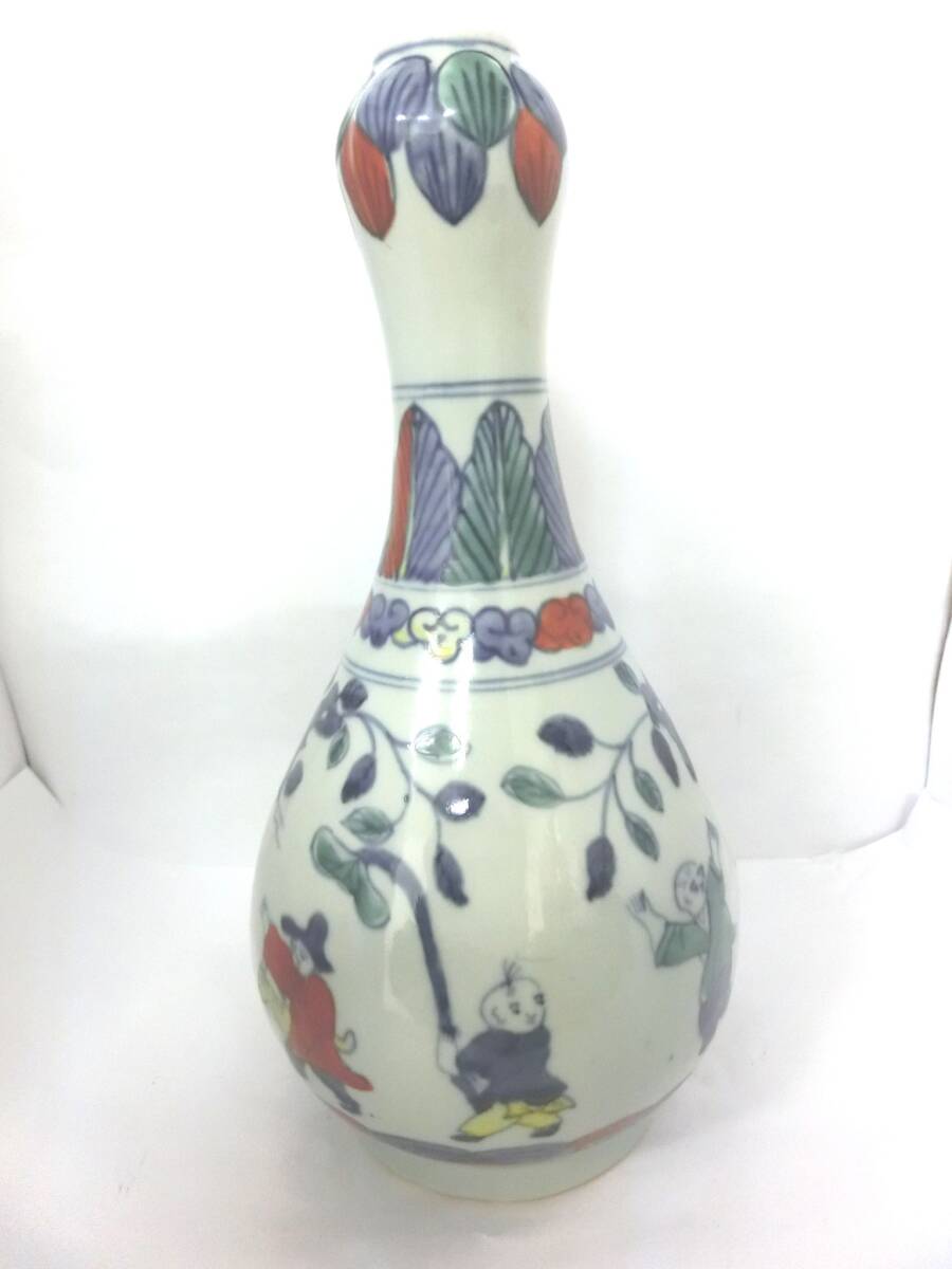 ♪♪79856 詳細不明 現状品 大明萬歴年製 人物画 花入 花瓶♪♪拍卖