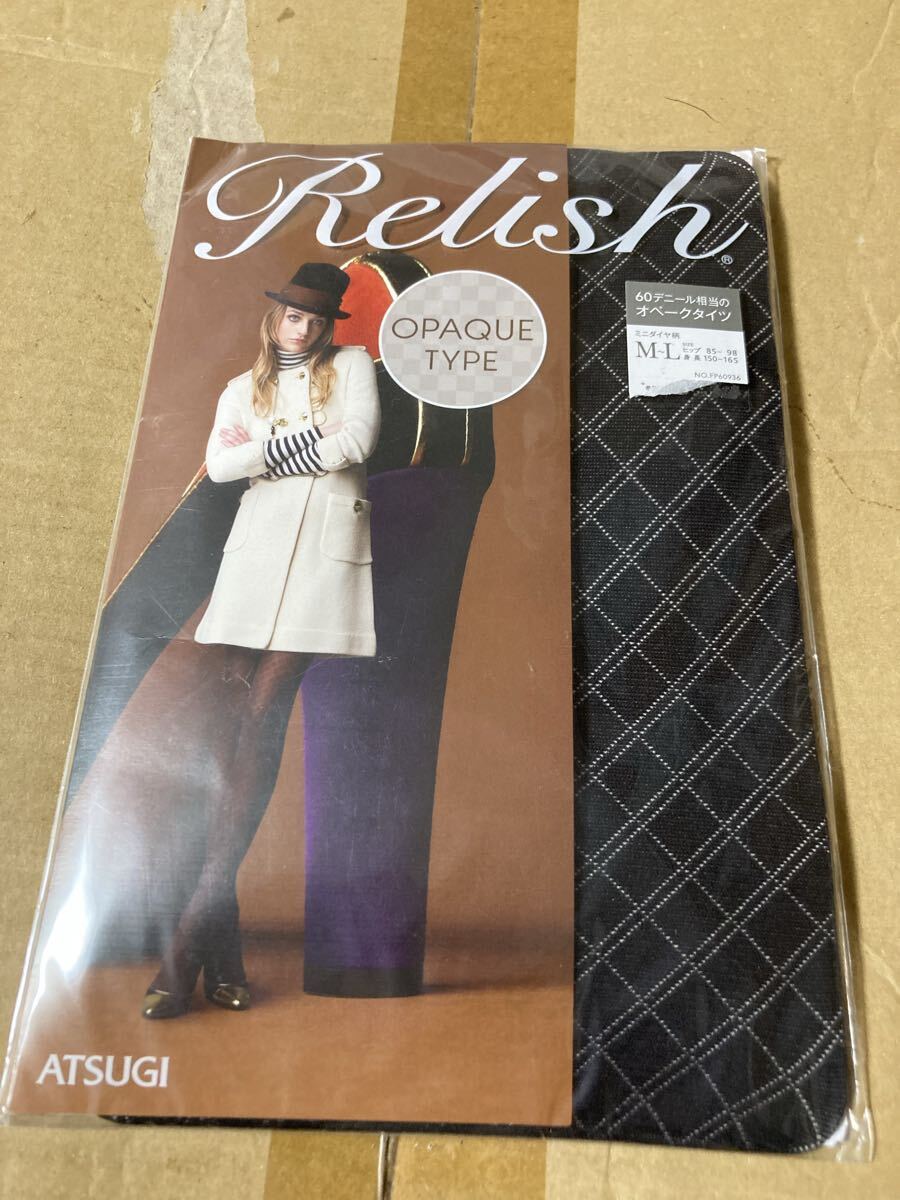 atsugi relish 60デニール オペークタイツ ミニダイヤ ブラック 柄 デザイン アツギ レリッシュ tights パンティストッキング パンスト拍卖