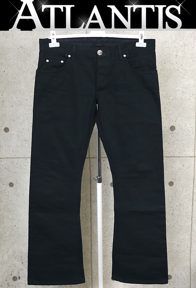 CHROME HEARTS 銀座店 クロムハーツ 現行型 フレアニー デニムパンツ メンズ シルバー SV925 36インチ 黒 99877拍卖
