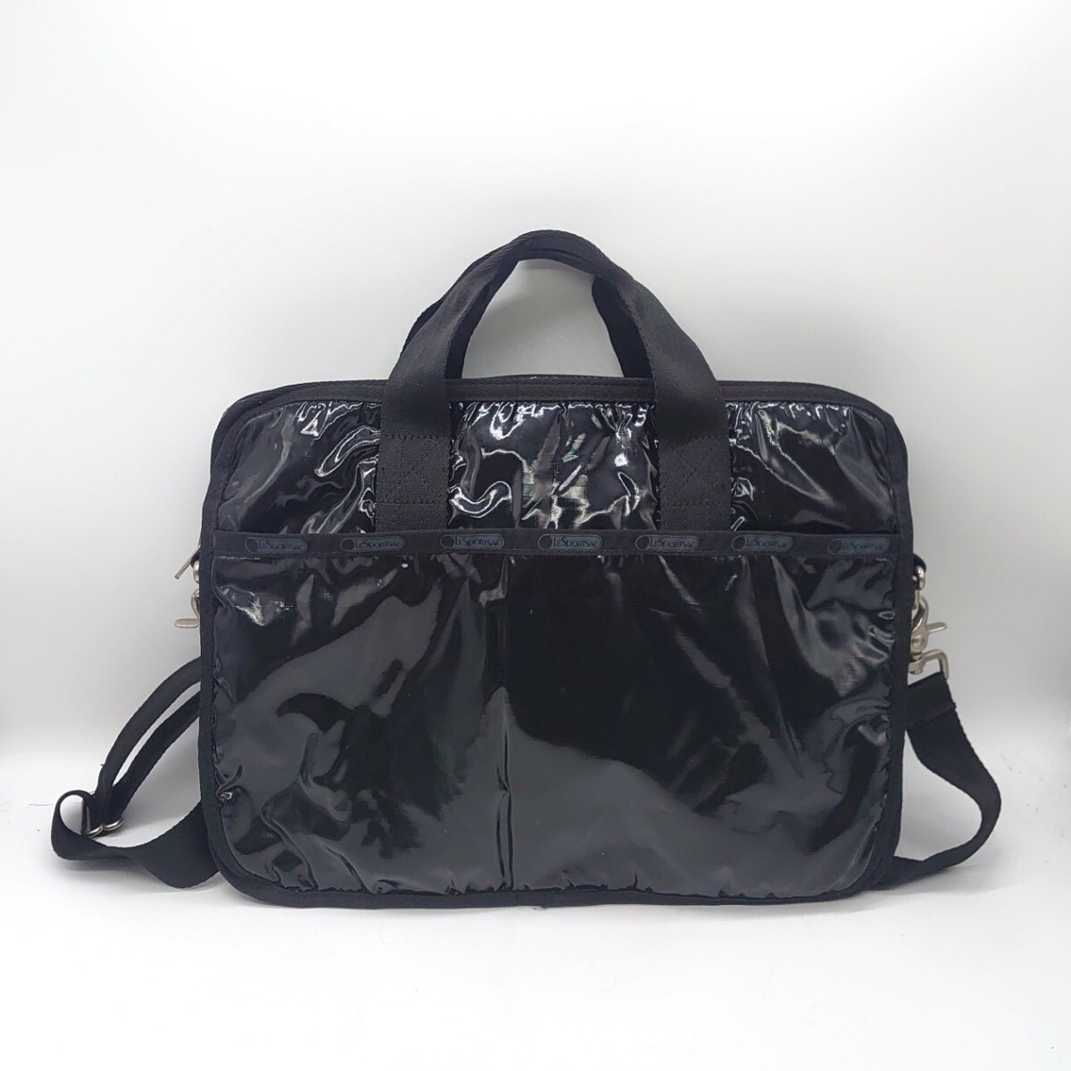 LeSportsac レスポートサック ブラックパテントシル 2way ブリーフケース ビジネスバッグ トートバッグ ストラップ ブランド ロゴ t-25x691拍卖