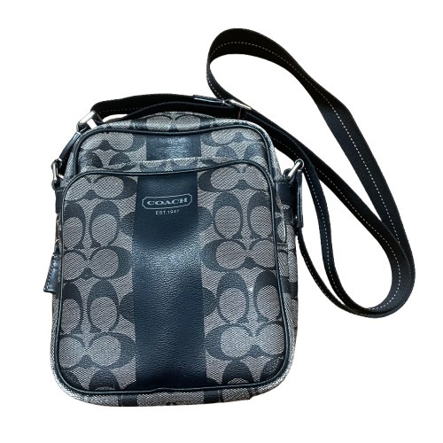 コーチ シグネチャー 人気 ヘリテージ 斜め掛け可 PVC ショルダーバッグ 黒拍卖