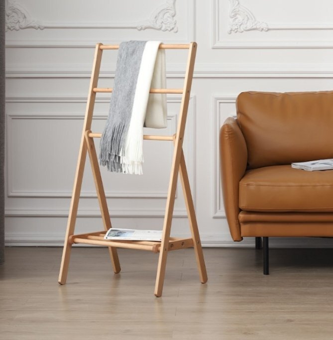 実木材ベッドサイドズボン落地ハンガーを掛け低い式寝室収納棚拍卖