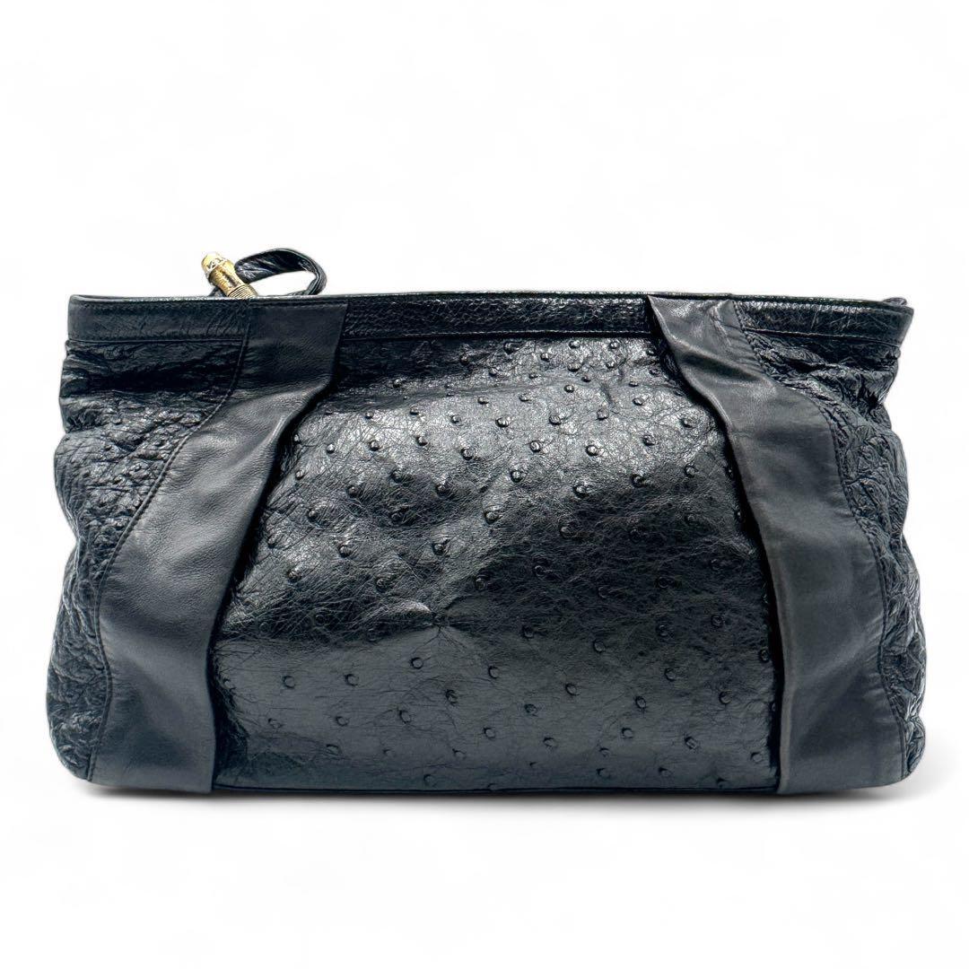 GUCCI オールドグッチ レザー クラッチバッグ ブラック バンブー拍卖