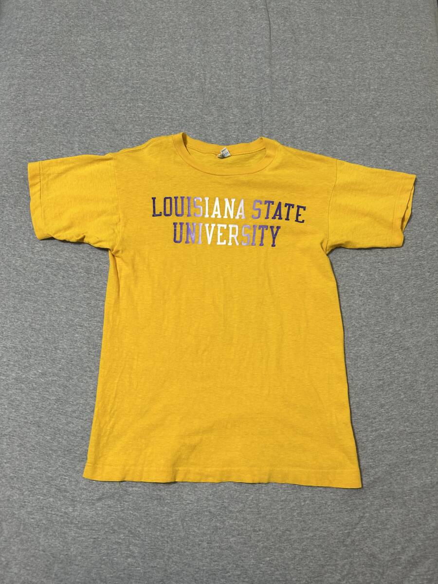 Champion バータグ カレッジ Tシャツ M S イエロー アメリカ製 USA ヴィンテージ VINTAGE 古着 チャンピオン 70’s 80’s 程度良好拍卖