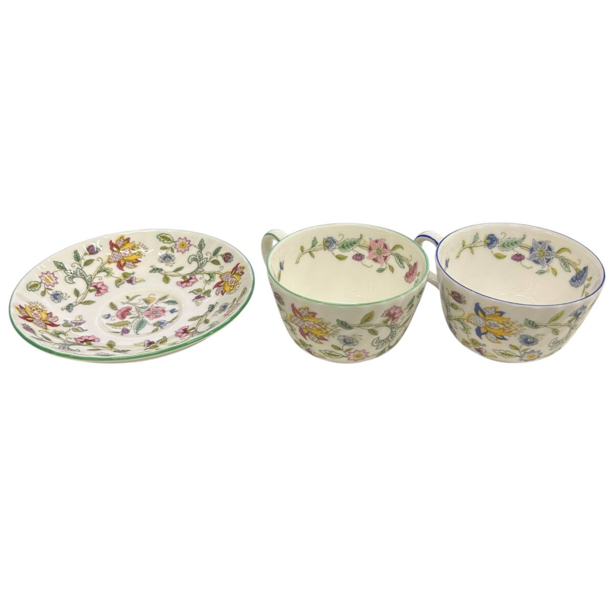 ◎中古品◎英国製 イギリス ミントン MINTON ハドンホール カップ&ソーサー ブルー&グリーン セット 箱無 現状品 coHM2850COA拍卖