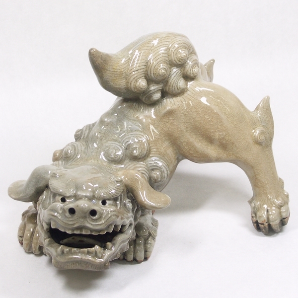 0821【江戸期 古萩 獅子 伏せ 香炉 金継有】時代 萩焼 置物【送料無料】拍卖