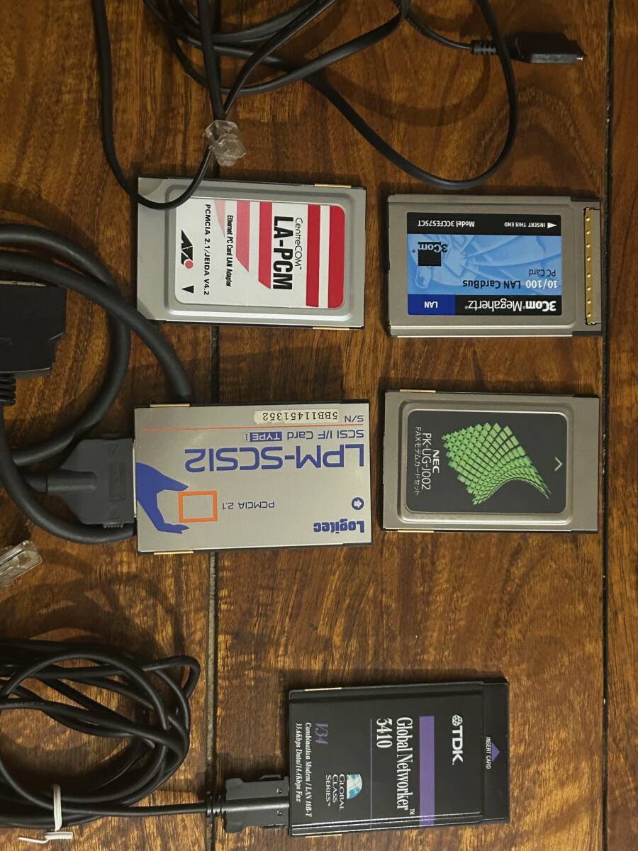TDK Global Networkr 3410 Logitec LPM-SCSI2 3Com Megahertz LAN CardBus CentreCom LA-PCM NEC PK-UG-J002 5枚のカード拍卖