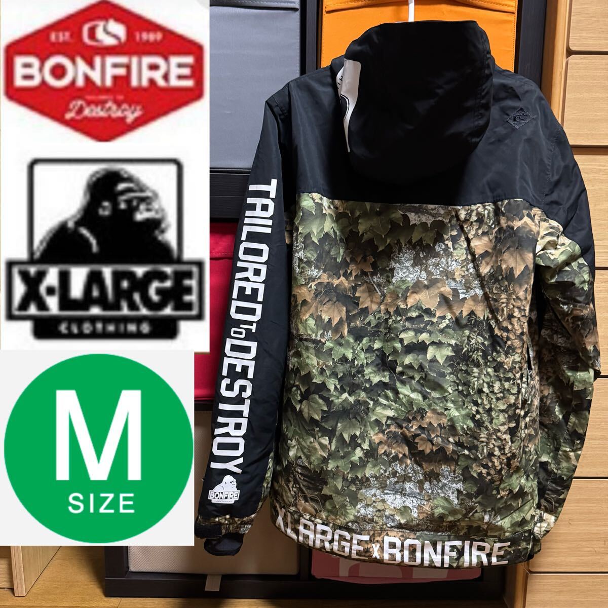 X-LARGE BONFIRE ボンファイア エクストララージ XLARGE ジャケット スノーボード スノボ メンズ Mサイズ M 迷彩 CAMO コラボ拍卖
