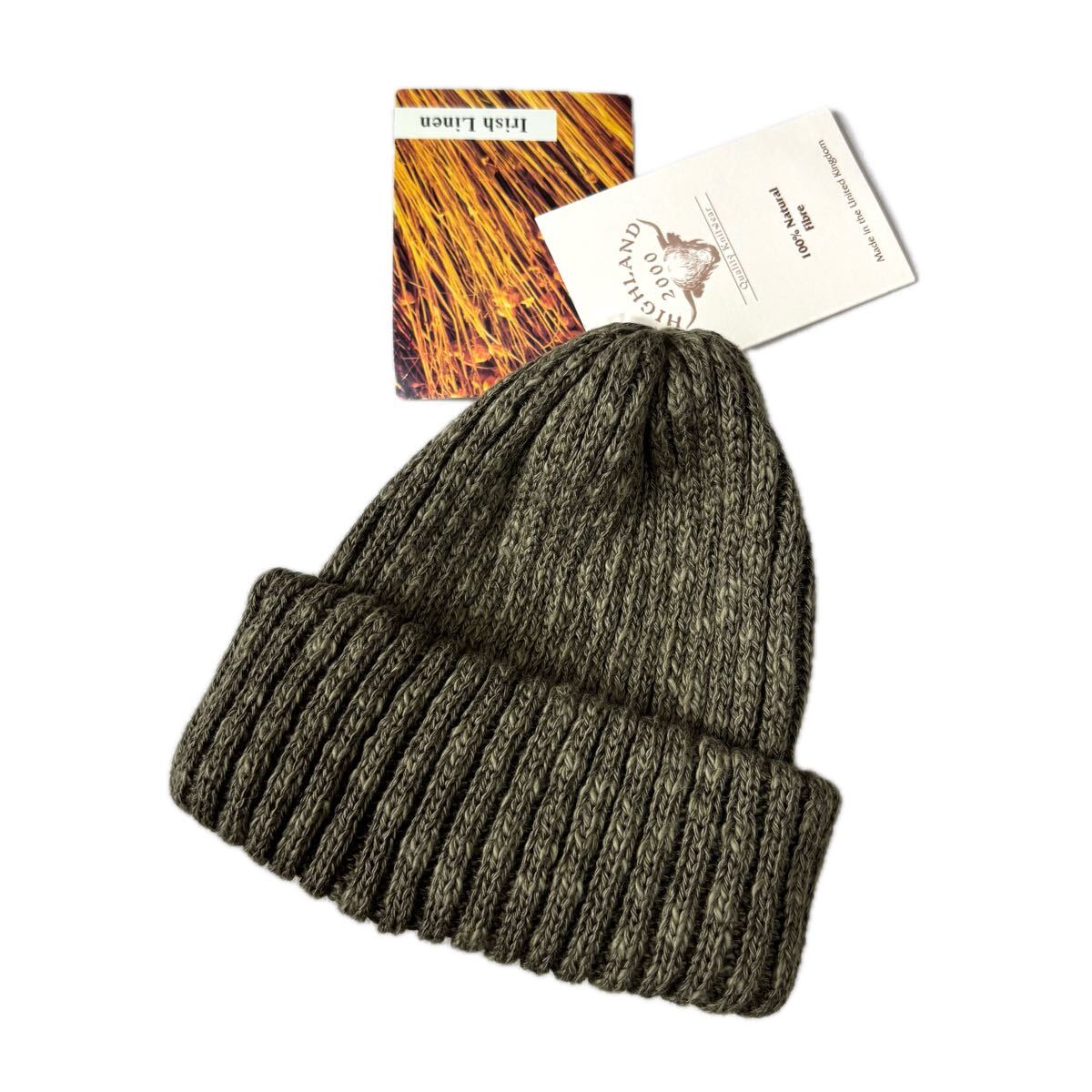 未使用 イングランド製 HIGHLAND 2000 リネン コットン ニット キャップ ハイランド2000 ニット帽 拍卖