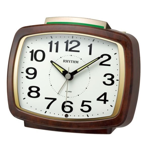 【新品・保証付/即決】 シチズン リズム時計 ベル音 1発鳴り止め 自動点灯 ライト付 連続秒針 8RA649SR23 木目調 目覚し時計 R50806-6SG拍卖