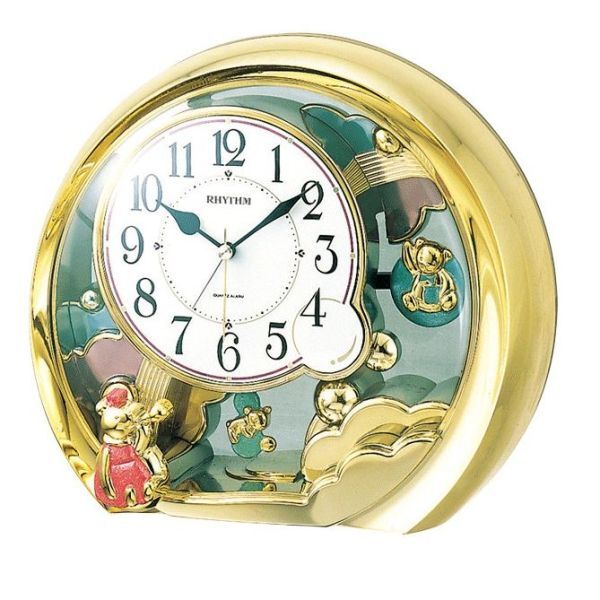 【新品・保証付/即決】 シチズン リズム時計 かわいい 癒やし 高級感 綺麗 からくり 飾り振り子 4SE504SR18 金色 目覚し時計 R50806-5SG拍卖