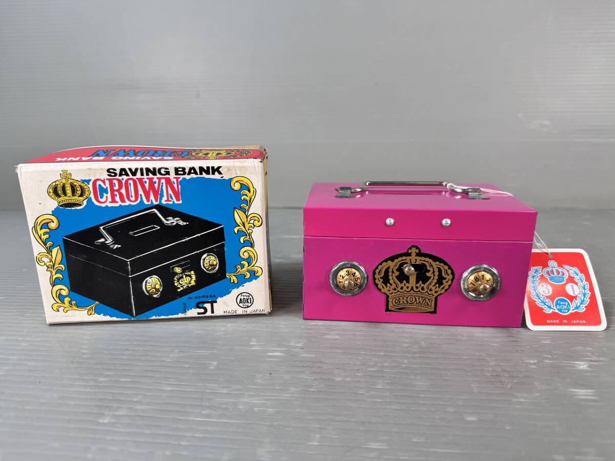 CROWN 金庫 貯金箱 クラウン レトロ ピンク拍卖