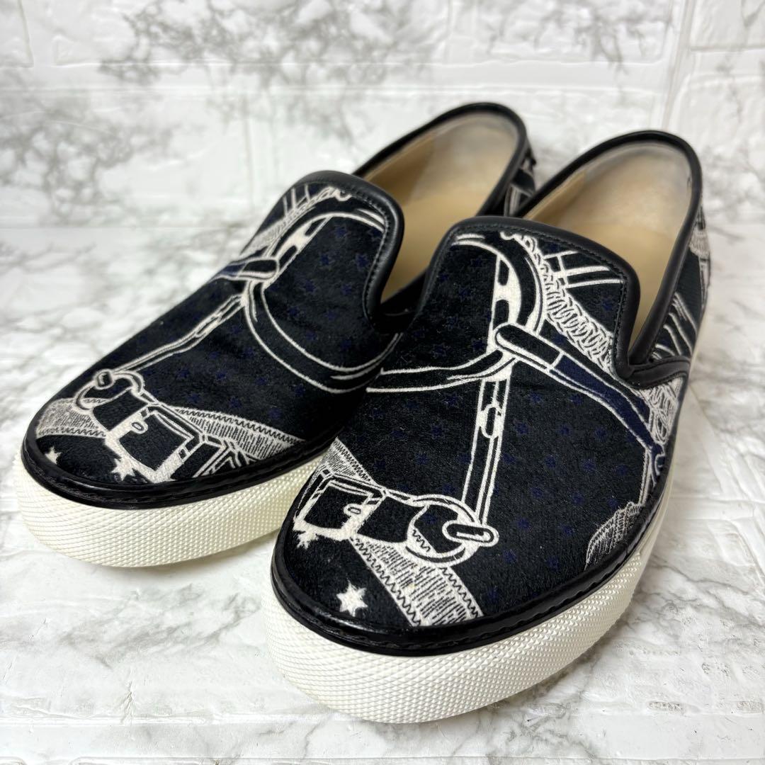 極美品 エルメス HERMES スリッポン エスパドリーユ スカーフ柄 靴 スニーカー メンズ シューズ スカーフ柄拍卖