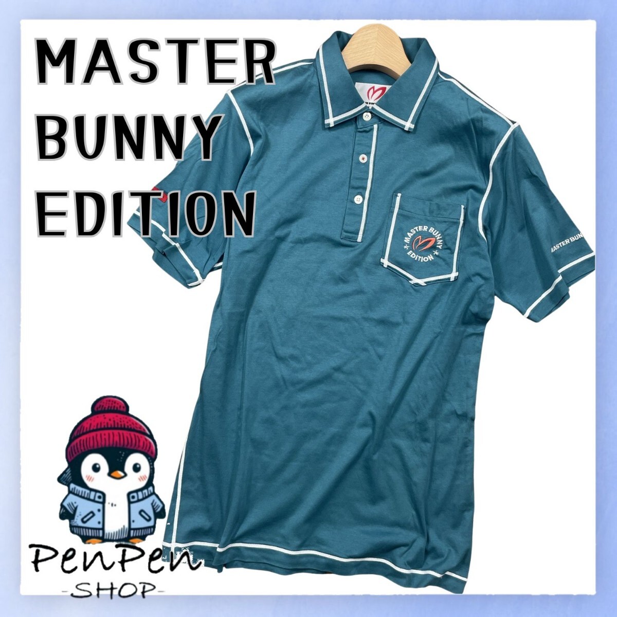 MASTER BUNNY EDITION ゴルフウェア 半袖ポロシャツ 4 M サイズ相当 S - M サイズ グリーン ロゴ入り 拍卖